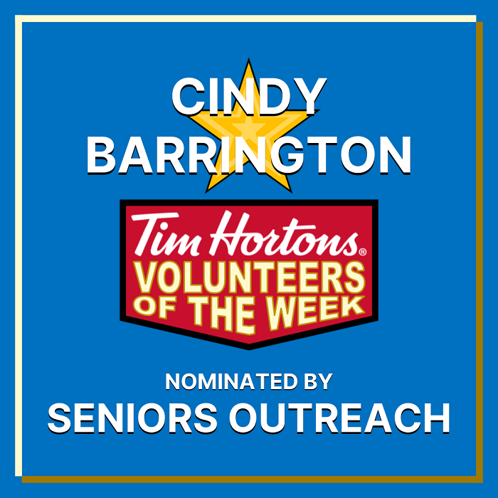 Cindy Barrington nominated by Seniors Outreach