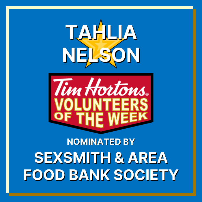 Tahlia Nelson nominated by Sexsmith & Area Food Bank Society