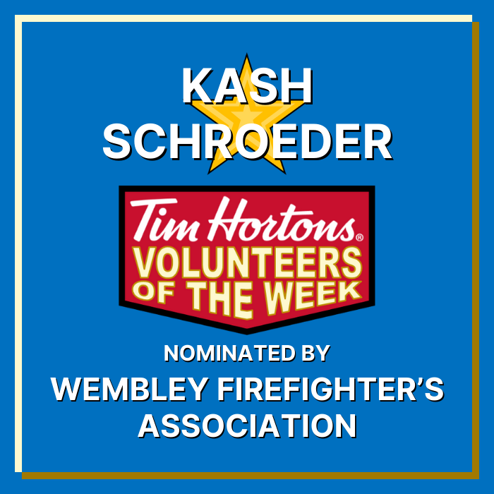 Kash Schroeder nominated by Wembley Firefighter's Association
