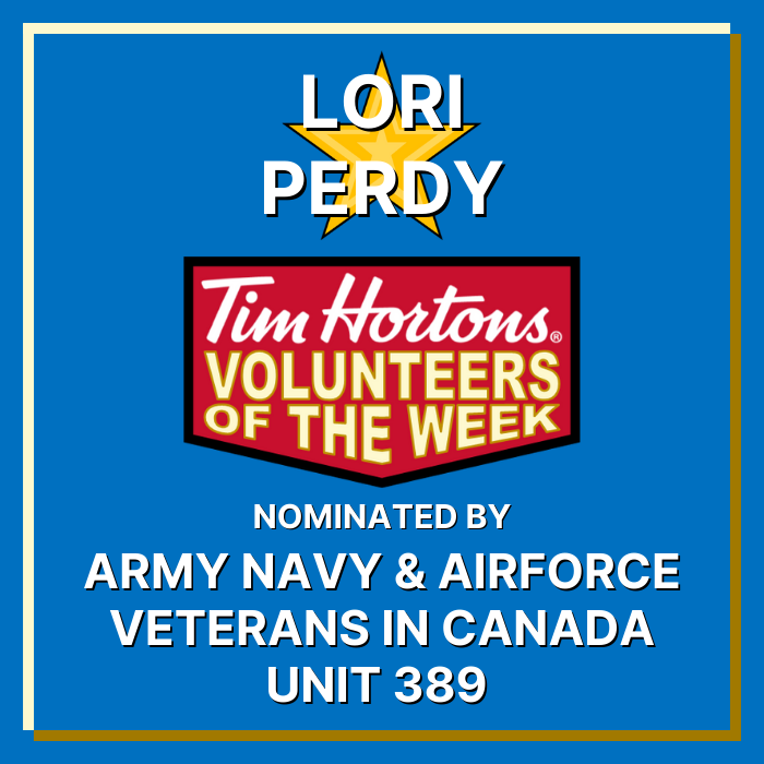 Lorri Predy nominated by Army Navy & Airforce Veterans in Canada Unit 389