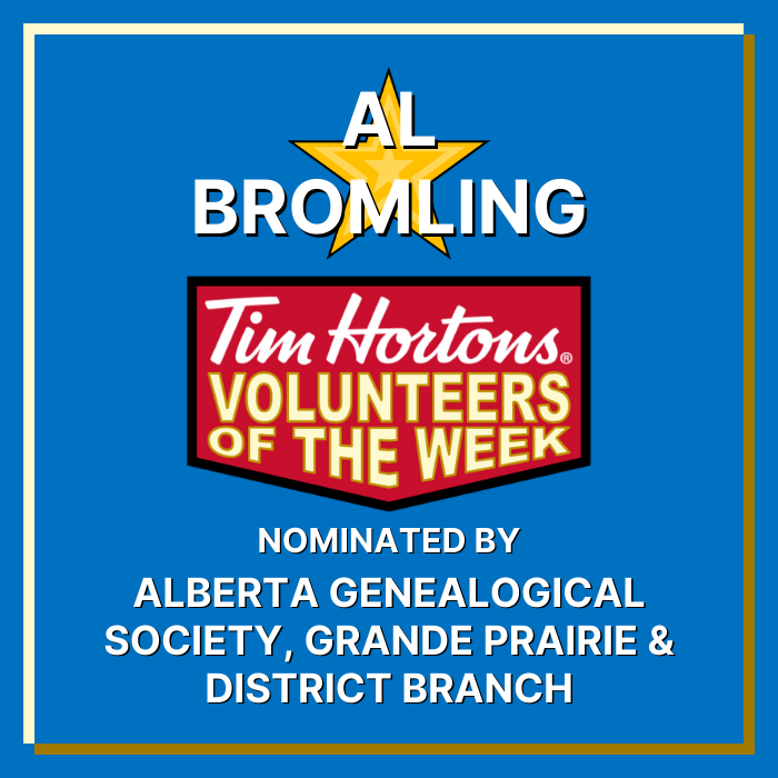 Al Bromling nominated by Alberta Genealogical Society, Grande Prairie & District Branch